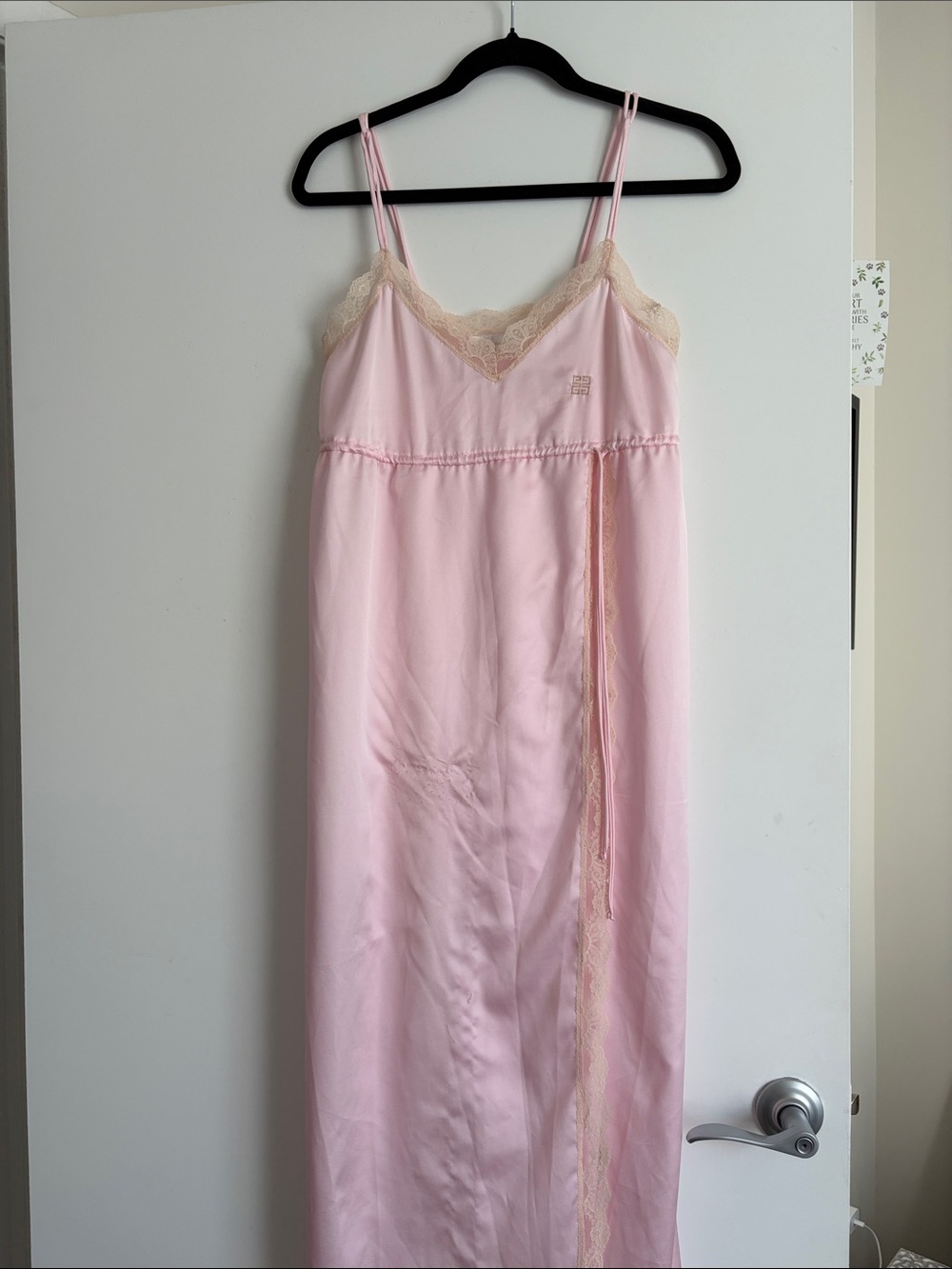 Givenchy Pale Pink Satin Slip with Cream Lace Trim